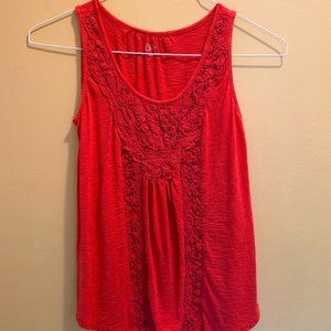 Burnt red LOFT floral lace tank top XS